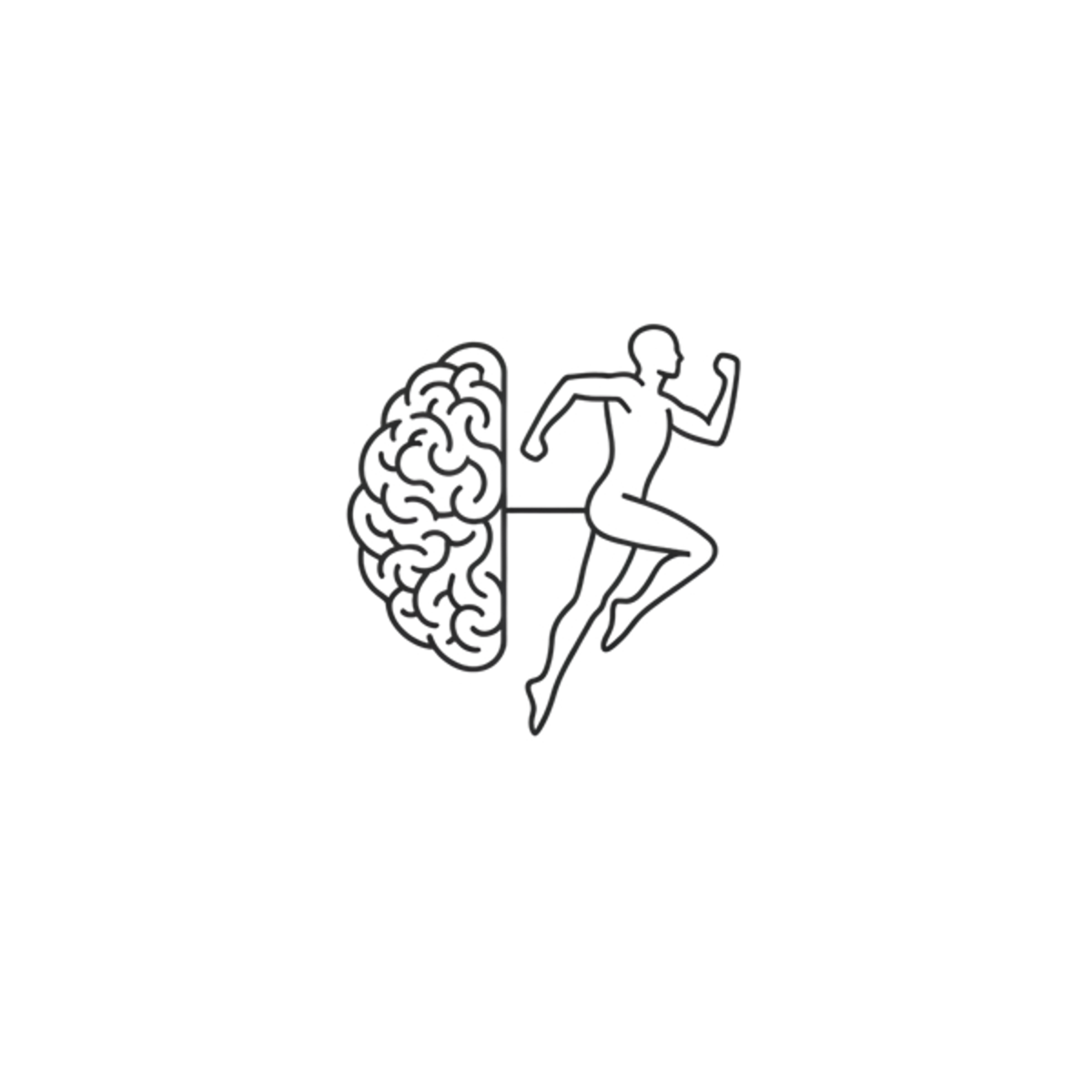 A running athlete with brain shaped parachute behind his back